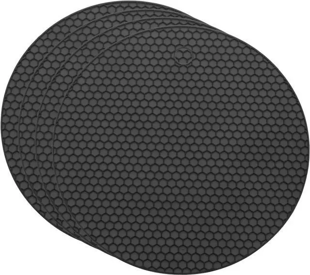 Main image of uxcell 4pcs Silicone Jar Opener Pads, 17.5cm/7" Texture Can Opener Multipurpose Round Bottle Lid Opener Non-Slip Coasters for Weak Hands Seniors Children, Black