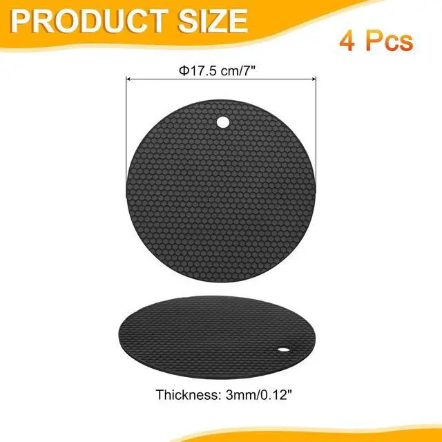 Alt view image 2 of 6 - uxcell 4pcs Silicone Jar Opener Pads, 17.5cm/7" Texture Can Opener Multipurpose Round Bottle Lid Opener Non-Slip Coasters for Weak Hands Seniors Children, Black