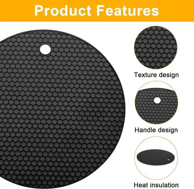 Alt view image 4 of 6 - uxcell 4pcs Silicone Jar Opener Pads, 17.5cm/7" Texture Can Opener Multipurpose Round Bottle Lid Opener Non-Slip Coasters for Weak Hands Seniors Children, Black