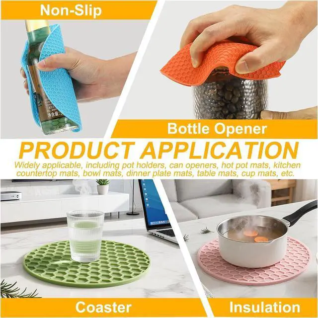 Alt view image 6 of 6 - uxcell 4pcs Silicone Jar Opener Pads, 17.5cm/7" Texture Can Opener Multipurpose Round Bottle Lid Opener Non-Slip Coasters for Weak Hands Seniors Children, Black