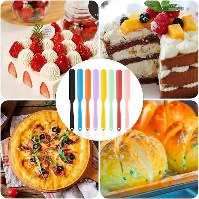 Alt view image 6 of 6 - 8 Pack Silicone Spatula Kit with Rubber Scraper for Baking Jars | Soft Silicone Material,Long Handle Design,Kitchen Baking Tool,Waxing Accessory,Jar Blender Use