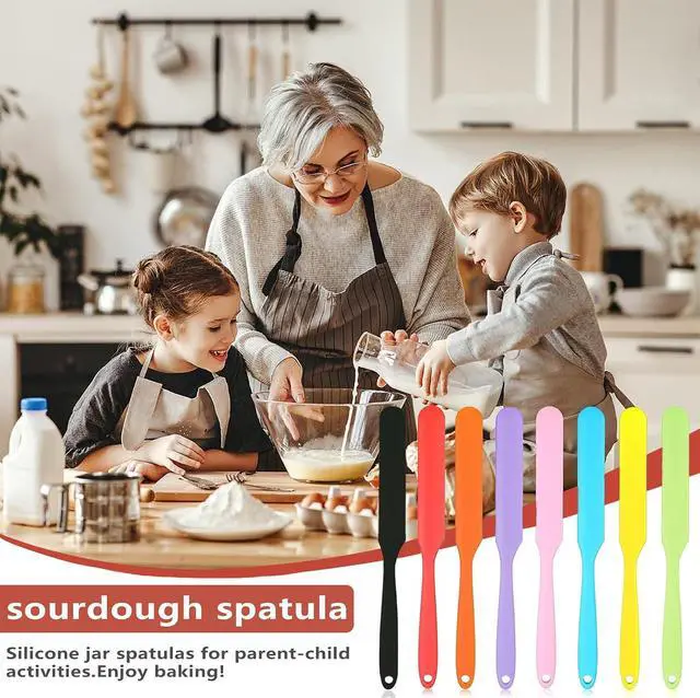Alt view image 4 of 6 - 8 Pack Silicone Spatula Kit with Rubber Scraper for Baking Jars | Soft Silicone Material,Long Handle Design,Kitchen Baking Tool,Waxing Accessory,Jar Blender Use