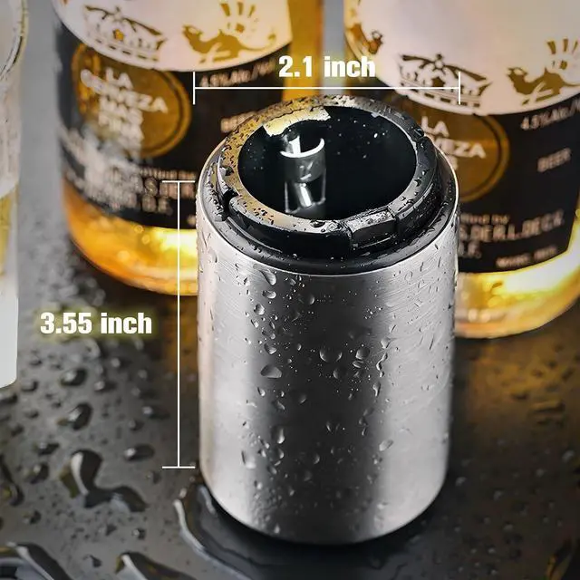 Alt view image 3 of 5 - Magnetic Beer Bottle Opener with Automatic Cap Catcher, Ultra Premium Stainless Steel Soda & Beer Bottle Opener, Push & Pull Convenient Design Bar Accessory (2 pcs)