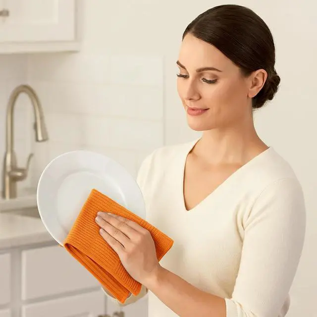 Alt view image 4 of 6 - DecorRack 100% Cotton Washcloths 12x12 in, Orange (10 Pack)