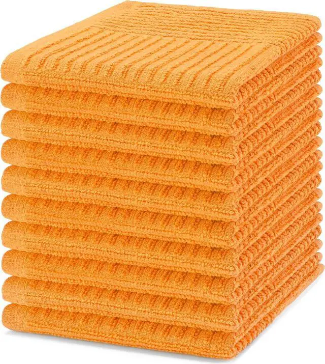 Main image of DecorRack 100% Cotton Washcloths 12x12 in, Orange (10 Pack)