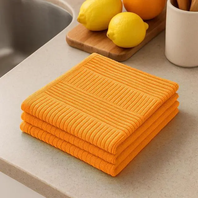 Alt view image 5 of 6 - DecorRack 100% Cotton Washcloths 12x12 in, Orange (10 Pack)