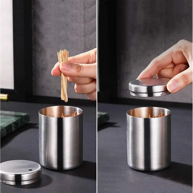 Alt view image 4 of 7 - AYCCNH Stainless Steel Toothpick Holder Dispenser, High-capacity Thickening Tooth Picks Container for Kitchen ( No Toothpicks)