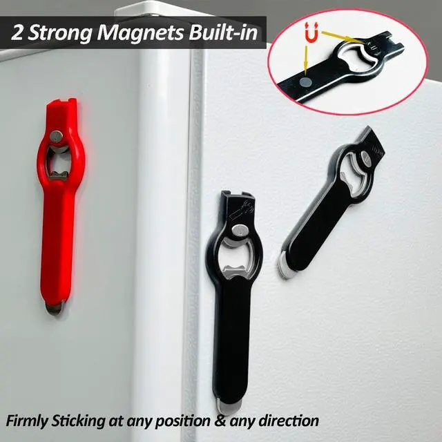 Alt view image 3 of 7 - 2-in-1 Magnetic Soda Can & Beer Bottle Opener-Dual Magnets for Fridge & Cap Catcher, Heavy Duty Stainless Steel, Perfect for Big Hands,Long nails, RV, Bartender, Gift for Father, Black, Openpro 1 Pack