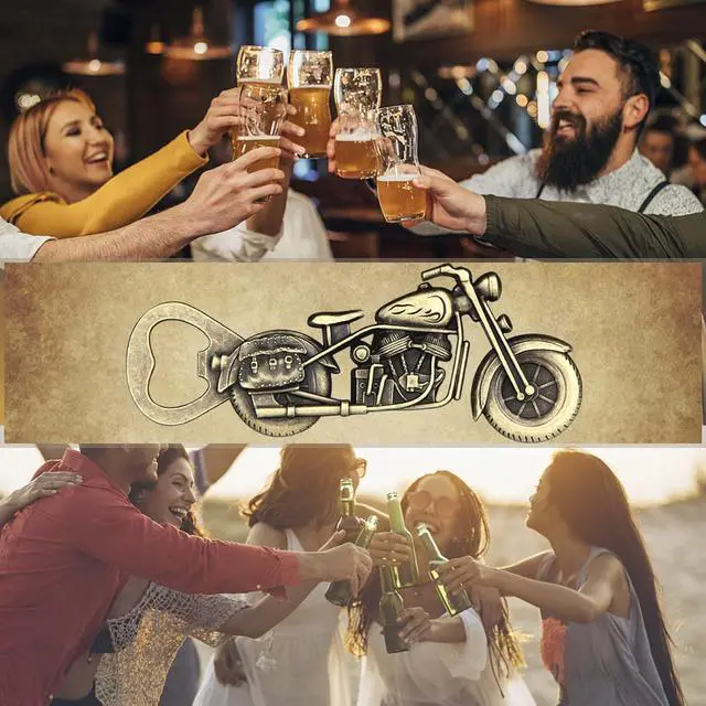 Alt view image 2 of 7 - Motorcycle Beer Gifts for Men, Dad, Him, Unique Vintage Motorcycle Beer Bottle Opener Father Day Gifts for Men Dad Husband Boyfriend Grandfather Best Man, Men's Gift from Daughter Son Wife