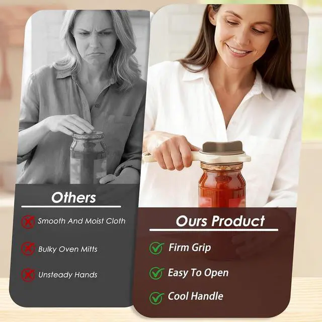 Alt view image 2 of 7 - 4 in 1 Multi-Purpose Jar Opener, with 3pcs Rubber Jar Openers, Adjustable Stainless Steel Lid Remover for Seniors & Arthritis Sufferers, for Weak Hands, Fits Kitchen Jars, Bottles & Cans (Beige)