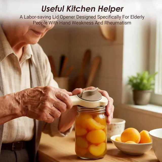 Alt view image 3 of 7 - 4 in 1 Multi-Purpose Jar Opener, with 3pcs Rubber Jar Openers, Adjustable Stainless Steel Lid Remover for Seniors & Arthritis Sufferers, for Weak Hands, Fits Kitchen Jars, Bottles & Cans (Beige)