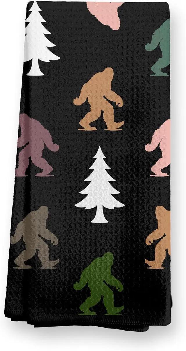 Main image of Abstract Retro Sasquatch Pine Tree Kitchen Towels, Sasquatch Gifts Dish Tea Towels for Kitchen Decor, Gifts for Hiking Camping Lovers Hand Towel for Bathroom Decor, 16x24 Inch,C161