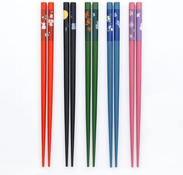Main image of JapanBargain 3644, Bamboo Chopsticks Reusable Japanese Chinese Korean Chopsticks Set Wood Chop Sticks Hair Sticks 5 Pair Gift Set Dishwasher Safe, 9 inch, 2 Packs