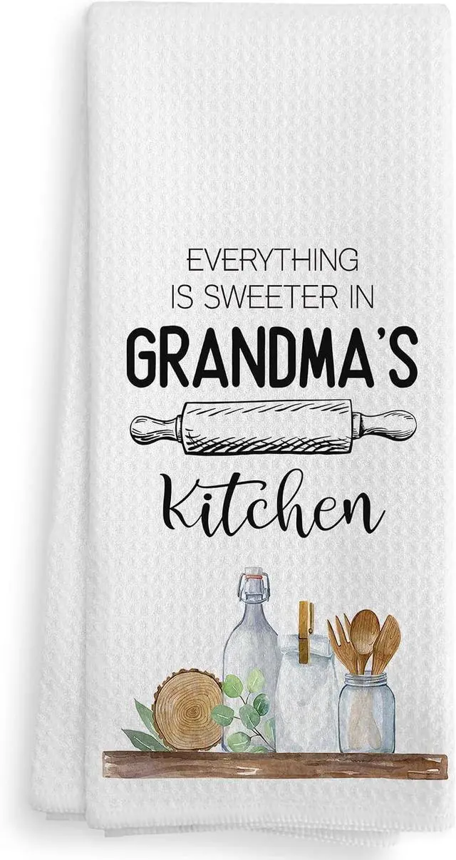 Main image of Grandma's Kitchen Towels and Dishcloths, Grandma Gifts Gift Ideas, for Grandma, Grandma's Drying Cloth Hand Towels Tea Towels for Bathroom Kitchen, 16×24 Inch