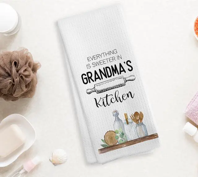 Alt view image 2 of 7 - Grandma's Kitchen Towels and Dishcloths, Grandma Gifts Gift Ideas, for Grandma, Grandma's Drying Cloth Hand Towels Tea Towels for Bathroom Kitchen, 16×24 Inch