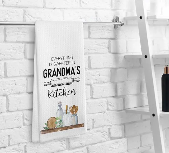 Alt view image 3 of 7 - Grandma's Kitchen Towels and Dishcloths, Grandma Gifts Gift Ideas, for Grandma, Grandma's Drying Cloth Hand Towels Tea Towels for Bathroom Kitchen, 16×24 Inch