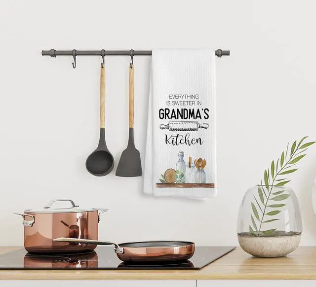 Alt view image 5 of 7 - Grandma's Kitchen Towels and Dishcloths, Grandma Gifts Gift Ideas, for Grandma, Grandma's Drying Cloth Hand Towels Tea Towels for Bathroom Kitchen, 16×24 Inch