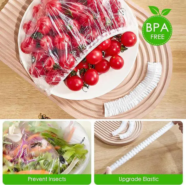 Alt view image 3 of 7 - Bowl Covers Elastic - 100 Count - Reusable Plastic Bowl Covers - Covers 4-9 Inch Bowls/Plate, Flexible Food Cover, Multi-Purpose Kitchen Outdoor Must-Have