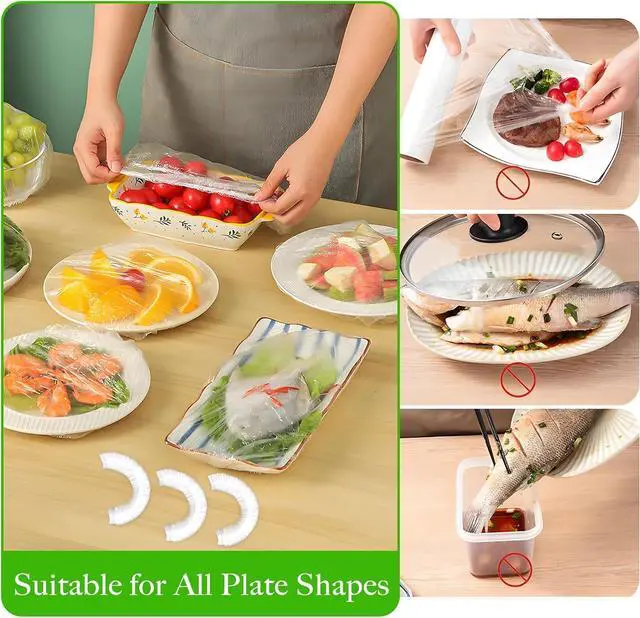 Alt view image 5 of 7 - Bowl Covers Elastic - 100 Count - Reusable Plastic Bowl Covers - Covers 4-9 Inch Bowls/Plate, Flexible Food Cover, Multi-Purpose Kitchen Outdoor Must-Have