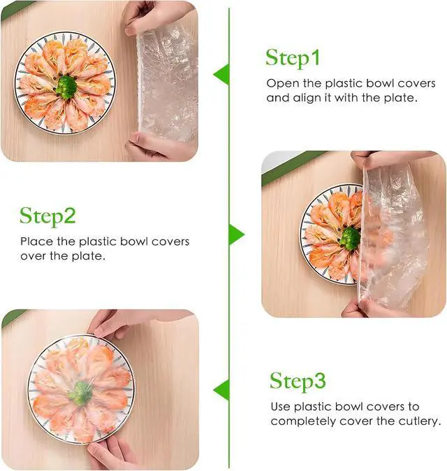 Alt view image 6 of 7 - Bowl Covers Elastic - 100 Count - Reusable Plastic Bowl Covers - Covers 4-9 Inch Bowls/Plate, Flexible Food Cover, Multi-Purpose Kitchen Outdoor Must-Have