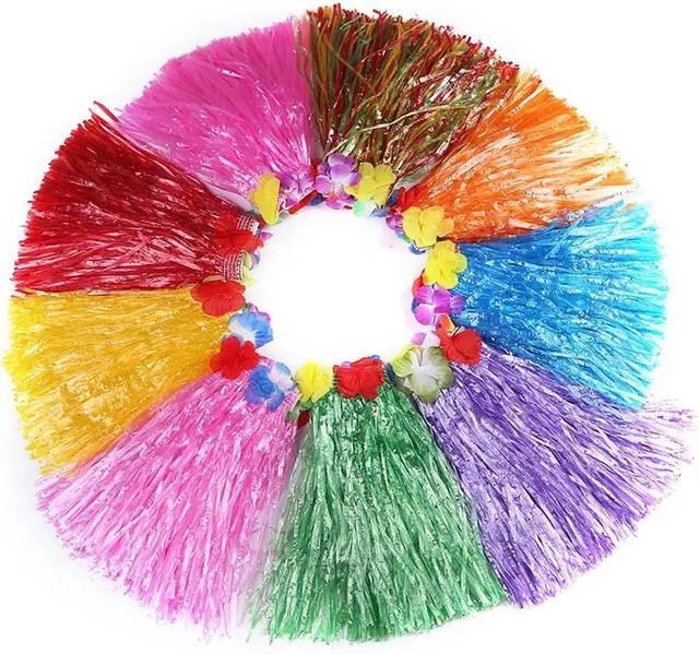 Alt view image 5 of 5 - Grass Skirt Hawaiian Luau Hula Skirts Party Decorations Favors Supplies Grass Skirts for Kids Elastic Skirt