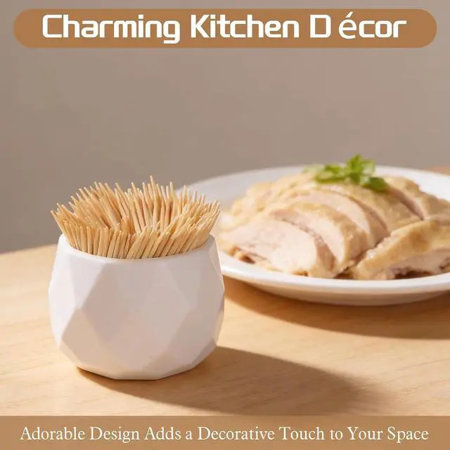 Alt view image 6 of 7 - Toothpick Holder Dispenser, 2 Pcs Simple Plastic Cocktail Pick Holder Cute Toothpick Holders Decorative for Table Home Kitchen Restaurant Parties Elegant Home Decor, White (Toothpicks Not Included)