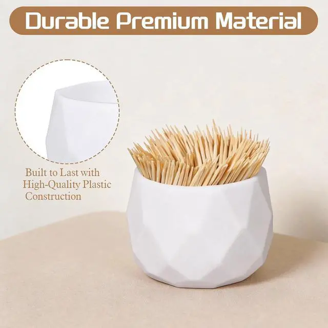 Alt view image 4 of 7 - Toothpick Holder Dispenser, 2 Pcs Simple Plastic Cocktail Pick Holder Cute Toothpick Holders Decorative for Table Home Kitchen Restaurant Parties Elegant Home Decor, White (Toothpicks Not Included)