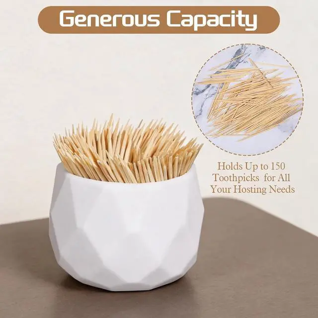 Alt view image 5 of 7 - Toothpick Holder Dispenser, 2 Pcs Simple Plastic Cocktail Pick Holder Cute Toothpick Holders Decorative for Table Home Kitchen Restaurant Parties Elegant Home Decor, White (Toothpicks Not Included)