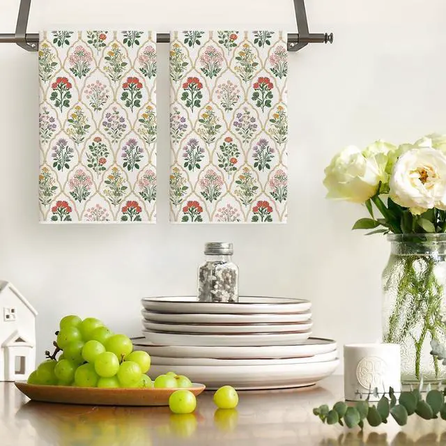 Alt view image 2 of 6 - Artoid Mode Wildflower Spring Kitchen Towels Dish Towels, 18x26 Inch Farmhouse Summer Decoration Cleaning Set of 2