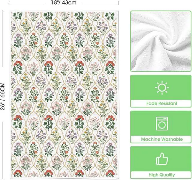 Alt view image 6 of 6 - Artoid Mode Wildflower Spring Kitchen Towels Dish Towels, 18x26 Inch Farmhouse Summer Decoration Cleaning Set of 2