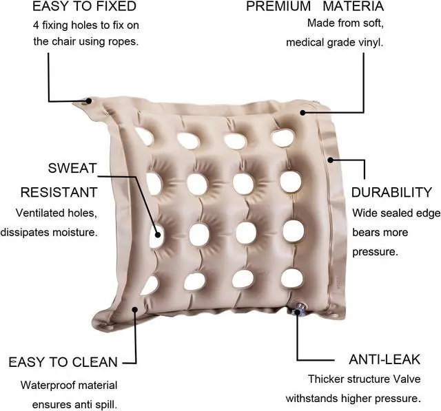 Alt view image 3 of 5 - Inflatable Seat Cushion Portable Chair Cushion for Office Wheelchair 2Pack | Ideal for Travel Car Airplanes Provide Relief From Tailbone Sciatica Hip Pain Daily Use Prolonged Sitting Relief Waterproof
