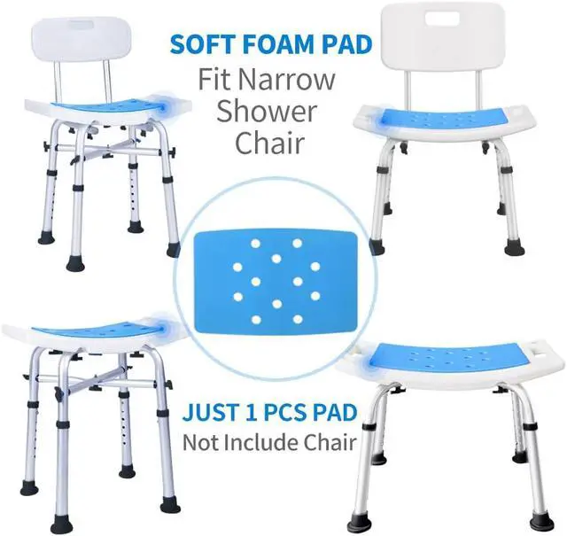 Alt view image 3 of 7 - MINIVON Shower Chair Pad 9" x 14" Inch Bath Seat Cushion Anti Skid, Cover Bathroom Tub Transfer Bench, Stickable Waterproof Soft Foam Fit Bath Chair, Padded Shower Stool Seat Mat for Elderly