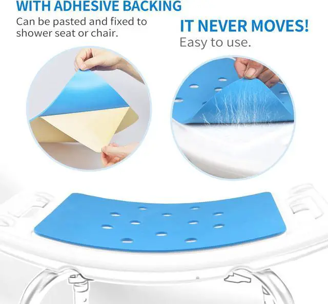 Alt view image 5 of 7 - MINIVON Shower Chair Pad 9" x 14" Inch Bath Seat Cushion Anti Skid, Cover Bathroom Tub Transfer Bench, Stickable Waterproof Soft Foam Fit Bath Chair, Padded Shower Stool Seat Mat for Elderly