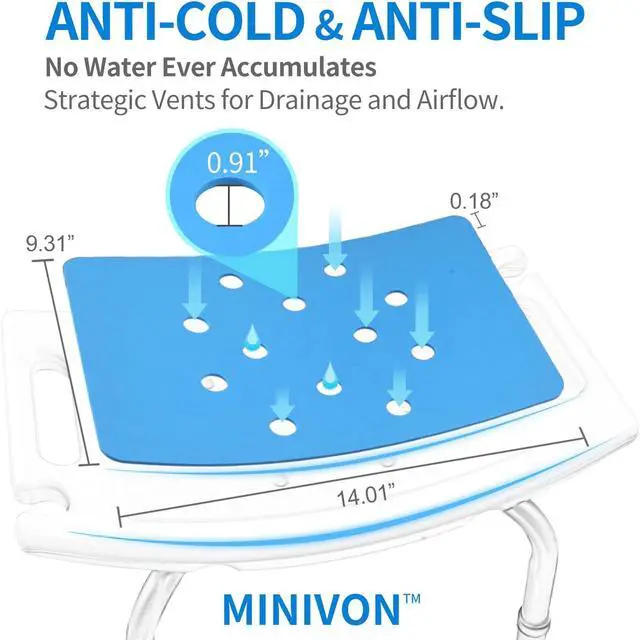 Alt view image 6 of 7 - MINIVON Shower Chair Pad 9" x 14" Inch Bath Seat Cushion Anti Skid, Cover Bathroom Tub Transfer Bench, Stickable Waterproof Soft Foam Fit Bath Chair, Padded Shower Stool Seat Mat for Elderly