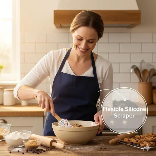 Alt view image 6 of 6 - 2PCS Silicone Spatula Set, Heat Resistant Baking Spatulas Food Grade Silicone Scraper Spatula for Mixing, Cooking, and Baking, Non-Stick Rubber Jar Spatulas with Hanging Hole Moderately Soft and Firm