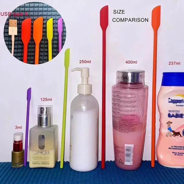 Alt view image 3 of 5 - Mini Silicone Spatula Set- Small Rubber Spatula for Makeup- Thin Jar Scraper for Kitchen(4 PACK) (Mix)