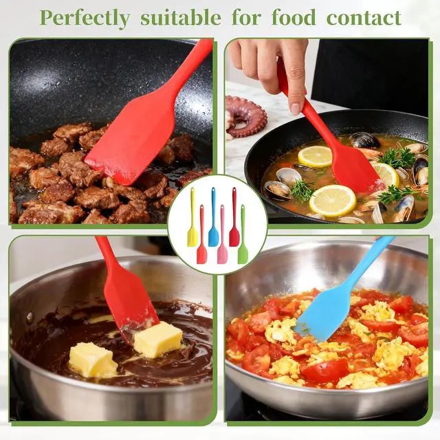 Alt view image 4 of 7 - Silicone Spatula Set, 6Pcs 8.5 inch Small Silicone Spatula Heat Resistant Non-Stick Flexible Mini Spatula for Kitchen Baking Mixing Cooking