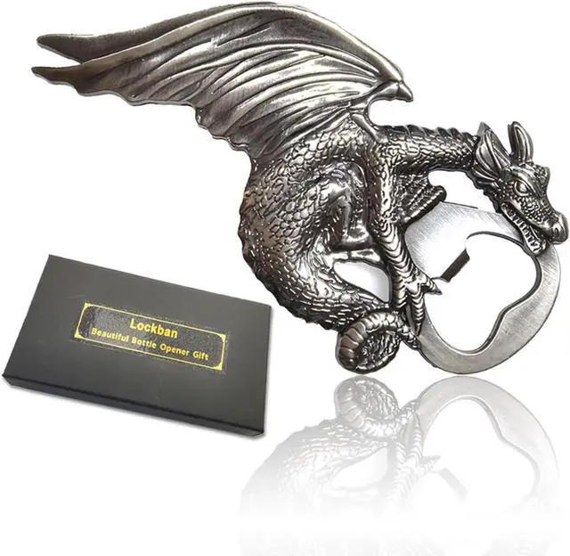 Main image of Dragon Bottle Opener Gothic Dragon Style Metal Beer Bartender Bottle Opener for Men Gift Bar Party Game (Ancient Silver)
