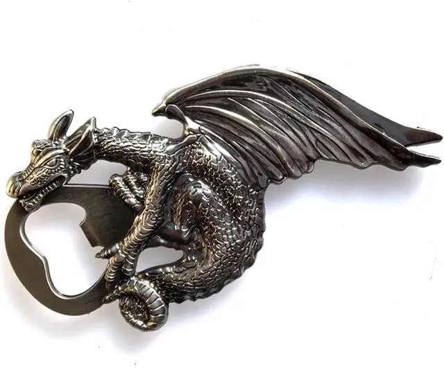 Alt view image 2 of 6 - Dragon Bottle Opener Gothic Dragon Style Metal Beer Bartender Bottle Opener for Men Gift Bar Party Game (Ancient Silver)