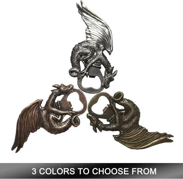 Alt view image 6 of 6 - Dragon Bottle Opener Gothic Dragon Style Metal Beer Bartender Bottle Opener for Men Gift Bar Party Game (Ancient Silver)