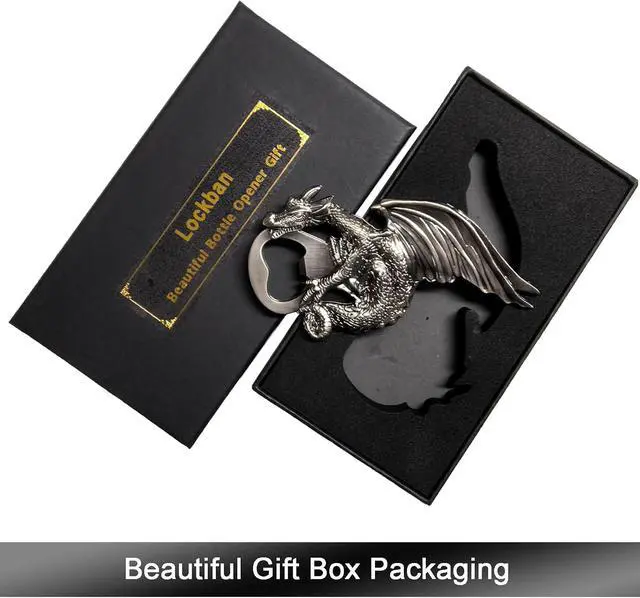 Alt view image 3 of 6 - Dragon Bottle Opener Gothic Dragon Style Metal Beer Bartender Bottle Opener for Men Gift Bar Party Game (Ancient Silver)