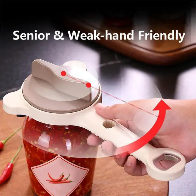 Alt view image 6 of 6 - 4-in-1 Adjustable Jar & Bottle Opener for Seniors & Weak Hands | Upgrade Kitchen Gadget for People with Arthritis, Stainless Steel Claws, Non-Slip & Easy Grip, Manual Lid Remover