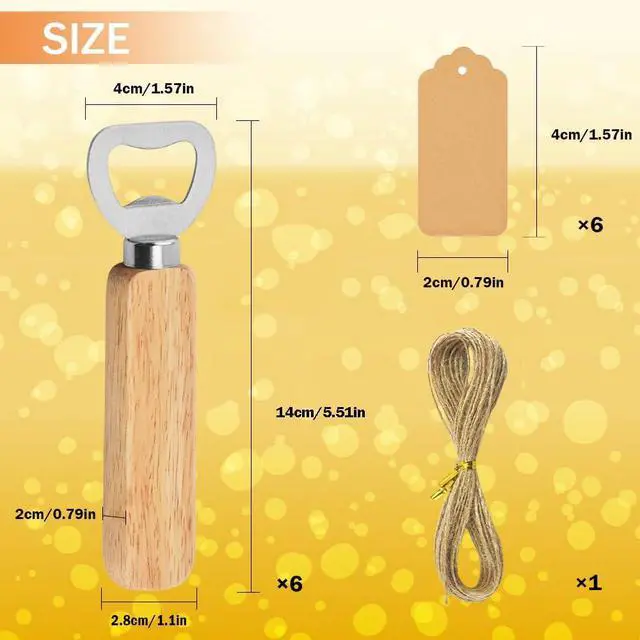 Alt view image 2 of 5 - Bartender Bottle Openers, Beer Bottle Openers, Cider, Soft Drinks -Wood Handle Handheld (set of 6)