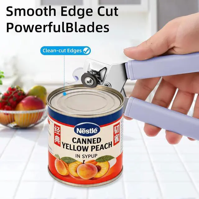 Alt view image 3 of 7 - Can Opener Manual, Reinforced Blade, Effortless Knob, Non-Stick (Grape) | Reinforced blade, effortless knob, built-in bottle opener, non-stick hard rubber handle, smooth-edge safety cutter