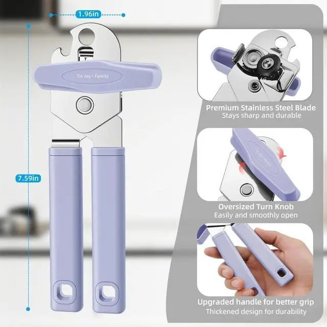Alt view image 5 of 7 - Can Opener Manual, Reinforced Blade, Effortless Knob, Non-Stick (Grape) | Reinforced blade, effortless knob, built-in bottle opener, non-stick hard rubber handle, smooth-edge safety cutter