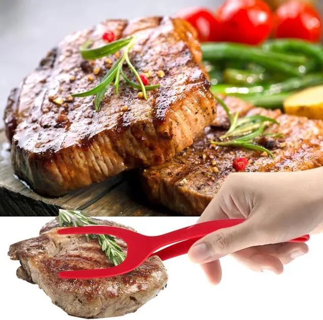 Alt view image 7 of 7 - 2-in-1 Egg Flipper Spatula Tongs Set - Non-Stick Silicone Grip and Flip Cooking Utensils for Omelets, Pancakes, Fish, and Burgers - 2 PCS Kitchen Cooking Tools (Black & Red)