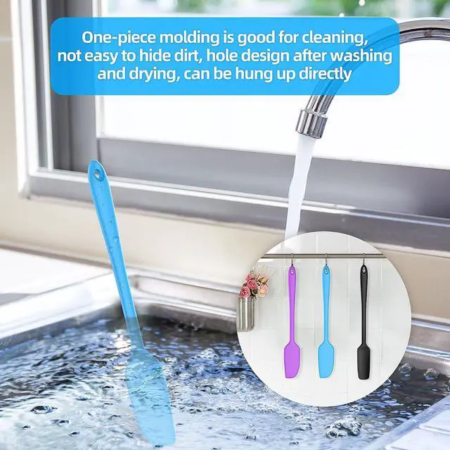 Alt view image 3 of 7 - Slim Silicone Spatula Set, 5 Piece Food Grade Rubber Spatulas for Baking, Cooking, and Mixing High Heat Resistant Non Stick Dishwasher Safe BPA-Free (Multicolor)