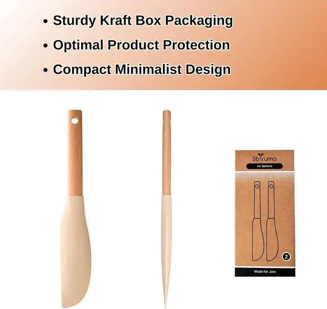 Alt view image 6 of 6 - 2Pcs 10.7" Silicone Jar Spatula with Natural Beechwood Handle, Removable Flexible Scraper Head for Deep Jars, Thick Non-Stick Small Spatula for Sourdough, Peanut Butter, Blenders & Baking, Cream