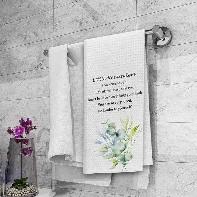Alt view image 3 of 6 - Dibor Inspirational Kitchen Towels Dishcloth, Positive Affirmations Decor Dish Towels, Minimalist Botanical Little Reminders Motivational Decorative Hand Tea Towel for Bathroom Kitchen, 16x24 Inch