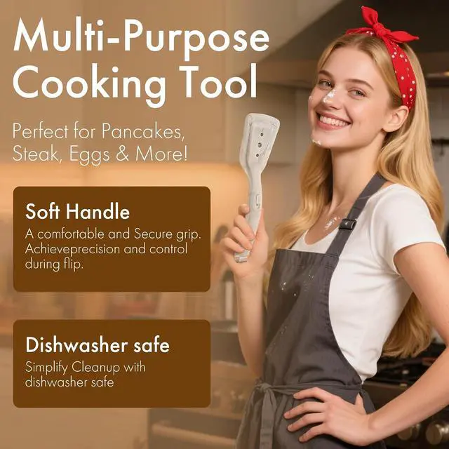 Alt view image 5 of 7 - 2-in-1 Silicone Spatula Tongs - Heat-Resistant Food Turner & Tongs for Flipping Fish, Steak, Pancakes - Non-Scratch, BPA-Free (White)